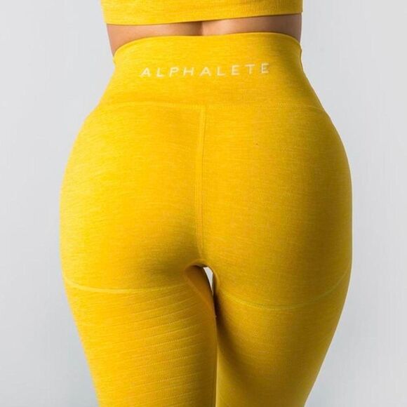 Alphalete Revival RG Golden Yellow Leggings Size M NWOT - Picture 3 of 6